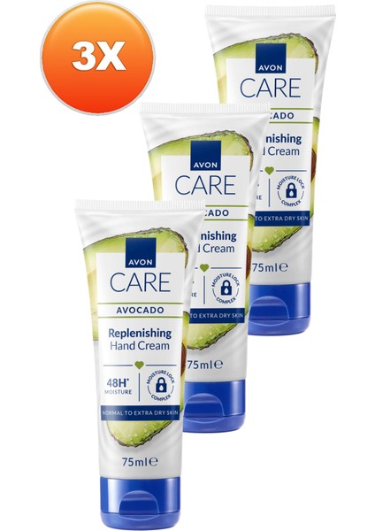 Care Avokado Özlü El Kremi 3×75 ml Kuru ve Çok Kuru Ciltler İçin Yoğun Nemlendirici