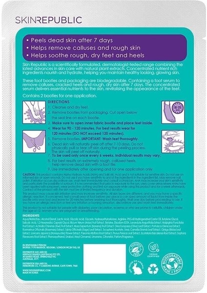 Ayak Maskesi Peeling Etkili 15 Bitki Özlü AHA ve Üre Formüllü 40 ml Yenileyici