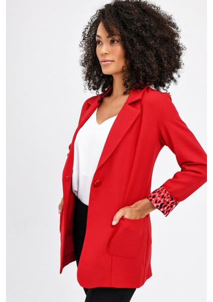 Yakalı Cepli Uzun Kol Kolu İsterse Katlanabilen Pamuklu Kumaş Blazer Ofis Ceket indirimleri