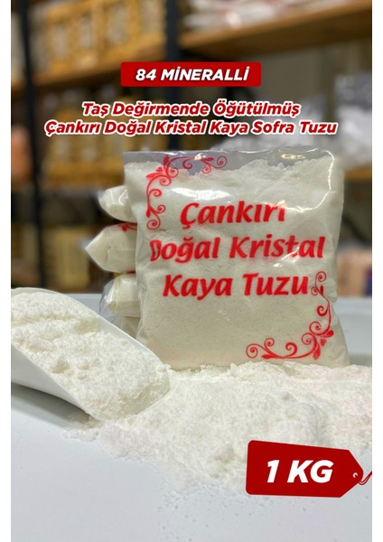 Taş Değirmende Öğütülmüş Doğal Çankırı Iyotsuz,katkısız Sofralık Kaya Tuzu 1 kg