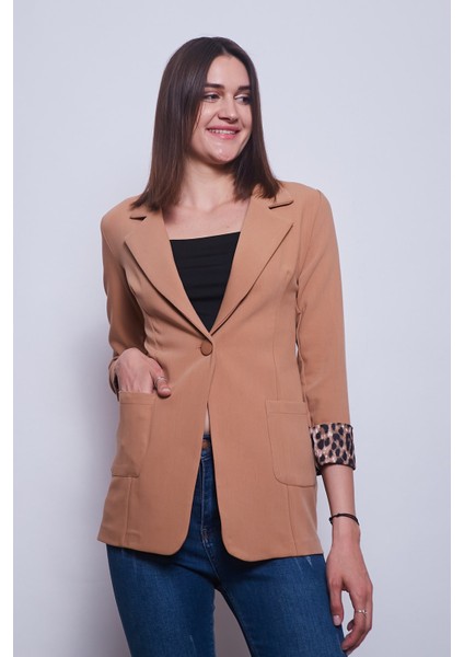 Yakalı Cepli Uzun Kol Kolu İsterse Katlanabilen Pamuklu Kumaş Blazer Ofis Ceket fırsatları