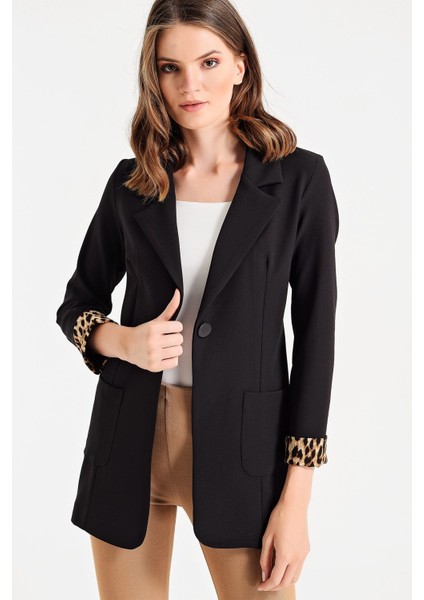 Yakalı Cepli Uzun Kol Kolu İsterse Katlanabilen Pamuklu Kumaş Blazer Ofis Ceket fırsatları