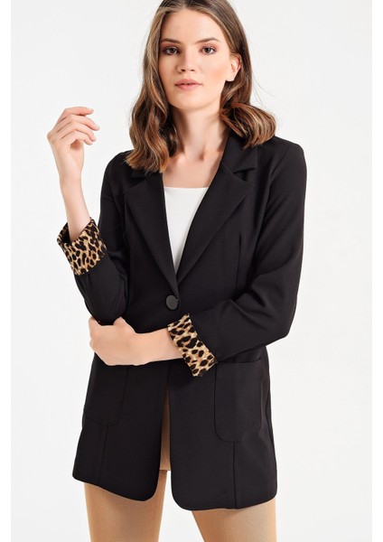 Yakalı Cepli Uzun Kol Kolu İsterse Katlanabilen Pamuklu Kumaş Blazer Ofis Ceket indirimleri