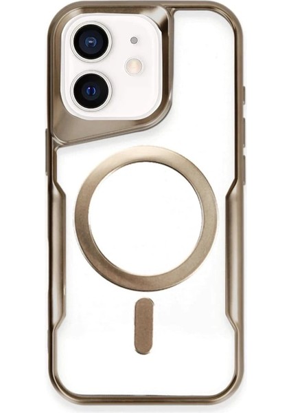 Apple iPhone 11 Elegant Venüs Magsafe Kılıf – Slim Transparent Tasarım - Çöl Titanyum modelleri
