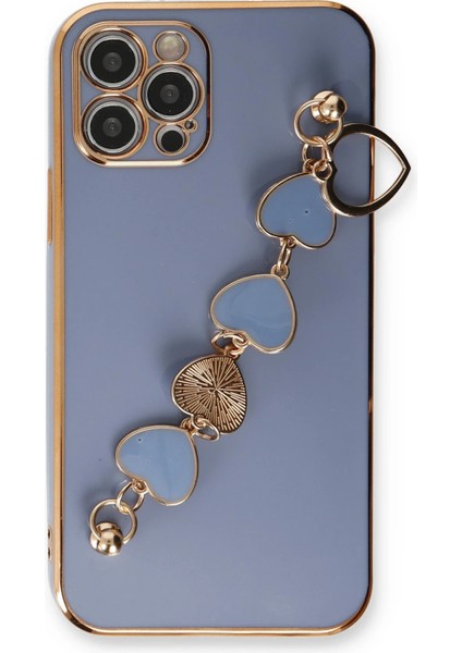 Apple iPhone 12 Pro Max Elegant Charm Case (Kalpli Zincirli Kılıf) Elegant Silicone Cover - Gri indirimleri