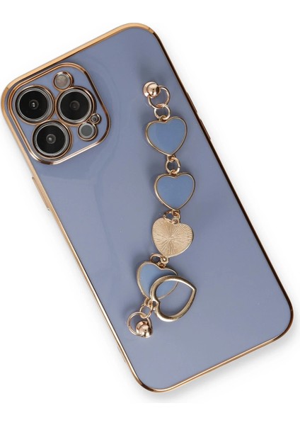 Apple iPhone 13 Pro Max Elegant Charm Case (Kalpli Zincirli Kılıf) Elegant Silicone Cover - Gri modelleri