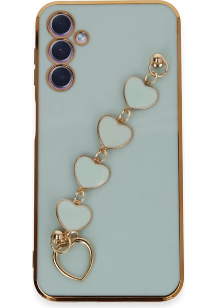 Samsung Galaxy A24 4g Elegant Charm Case (Kalpli Zincirli Kılıf) Elegant Silicone Cover - Su Yeşili