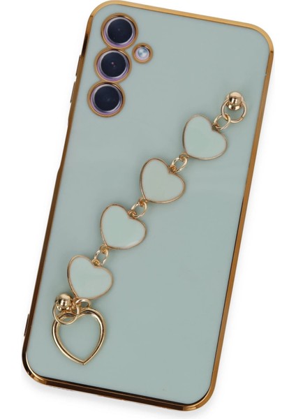 Samsung Galaxy A24 4g Elegant Charm Case (Kalpli Zincirli Kılıf) Elegant Silicone Cover - Su Yeşili modelleri