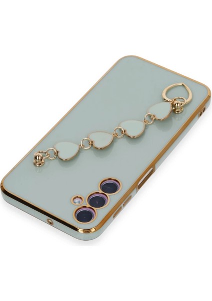 Samsung Galaxy A24 4g Elegant Charm Case (Kalpli Zincirli Kılıf) Elegant Silicone Cover - Su Yeşili indirimleri