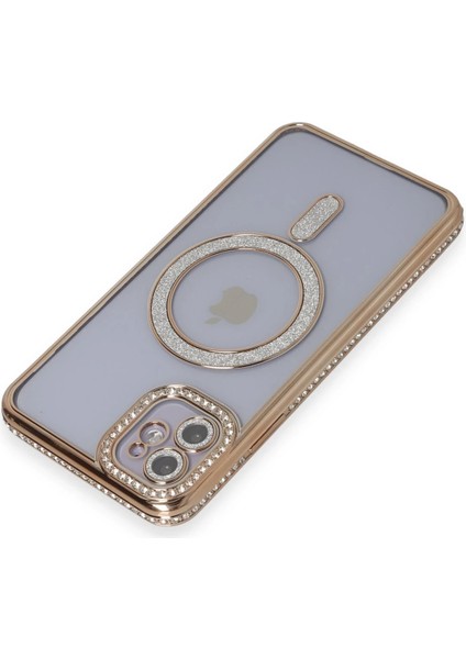 Apple iPhone 11 Kılıf Aurora Luxe Glitter Magsafe Kılıf – Premium Şeffaf Parıltılı Kapak - Gold fiyatları