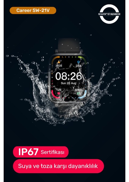 Career Akıllı Saat Bildirim,kalp Atış,uyku Takibi,spor,sağlık, Ios&android Uyumlu 44MM IP67 Uzun Pil Ömrü Türkçe Menü SW-21V