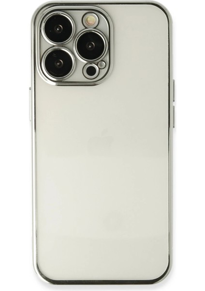 Apple iPhone 13 Pro Crystal Shield Lensli Silikon (Lens Protector / Kamera Koruyucu Kılıf) - Gümüş