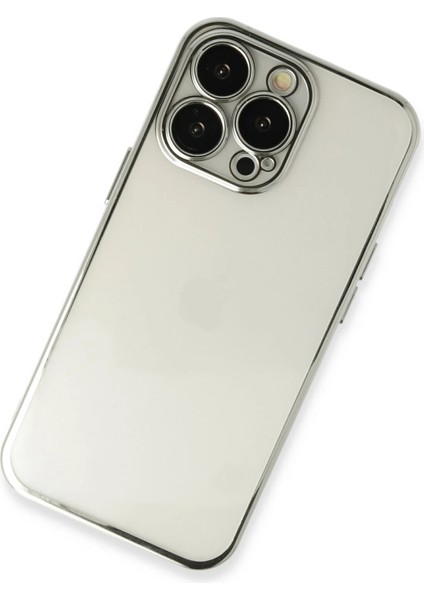 Apple iPhone 13 Pro Crystal Shield Lensli Silikon (Lens Protector / Kamera Koruyucu Kılıf) - Gümüş fiyatları