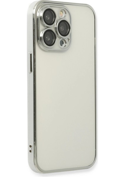 Apple iPhone 13 Pro Crystal Shield Lensli Silikon (Lens Protector / Kamera Koruyucu Kılıf) - Gümüş modelleri