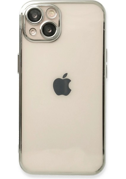 Apple iPhone 13 Crystal Shield Lensli Silikon (Lens Protector / Kamera Koruyucu Kılıf) - Gümüş fırsatları