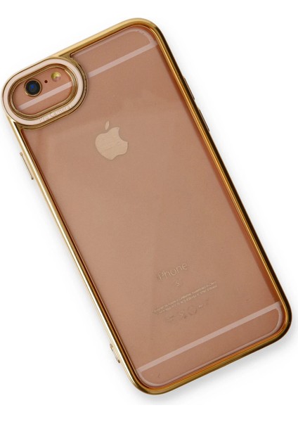 Apple iPhone 6 Elegant Liva Lens Kapak – (Şeffaf Gövde, Altın Çerçeveli Kamera Koruma) - Pudra modelleri