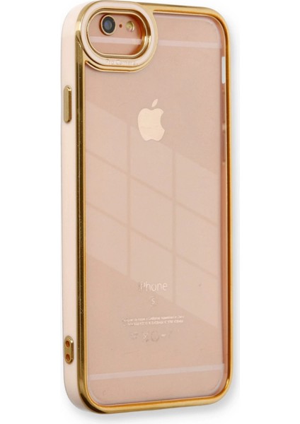 Apple iPhone 6 Elegant Liva Lens Kapak – (Şeffaf Gövde, Altın Çerçeveli Kamera Koruma) - Pudra indirimleri