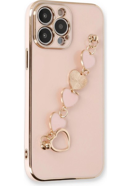 Apple iPhone 14 Pro Max Elegant Charm Case (Kalpli Zincirli Kılıf) Elegant Silicone Cover - Pudra fırsatları