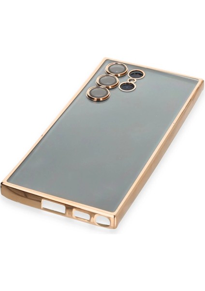 Samsung Galaxy S22 Ultra Crystal Shield Lensli Silikon (Lens Protector / Kamera Koruyucu Kılıf) - Gold fırsatları