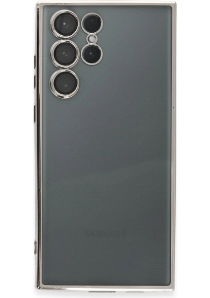 Samsung Galaxy S22 Ultra Crystal Shield Lensli Silikon (Lens Protector / Kamera Koruyucu Kılıf) - Gümüş fiyatları