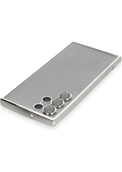 Samsung Galaxy S22 Ultra Crystal Shield Lensli Silikon (Lens Protector / Kamera Koruyucu Kılıf) - Gümüş modelleri