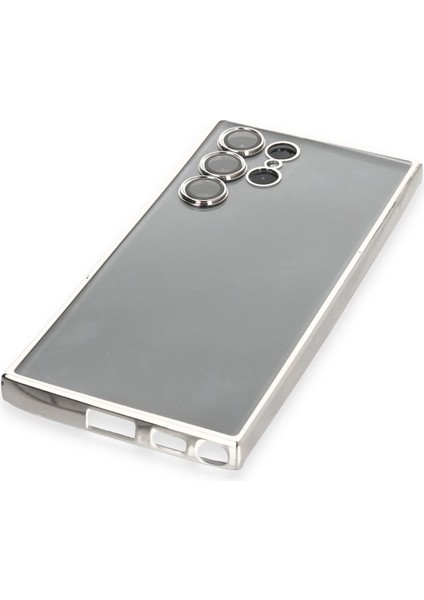 Samsung Galaxy S22 Ultra Crystal Shield Lensli Silikon (Lens Protector / Kamera Koruyucu Kılıf) - Gümüş fırsatları