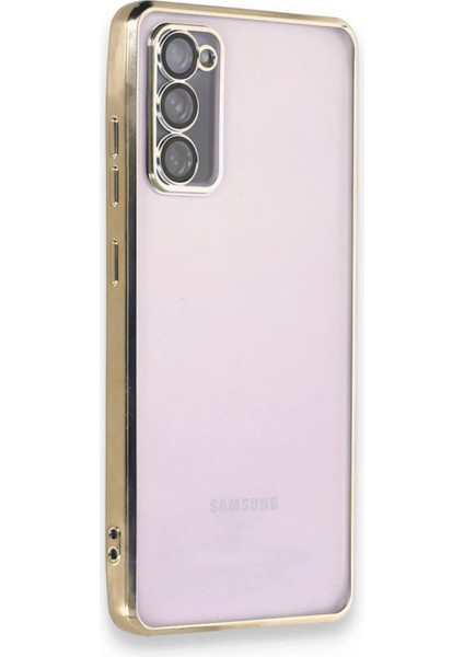 Samsung Galaxy S20 Fe Crystal Shield Lensli Silikon (Lens Protector / Kamera Koruyucu Kılıf) - Gold