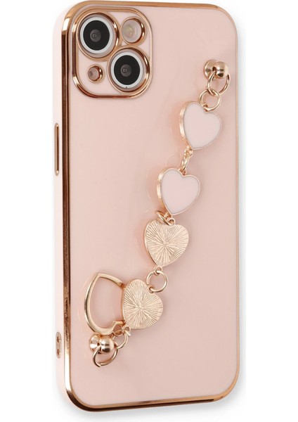 Apple iPhone 14 Elegant Charm Case (Kalpli Zincirli Kılıf) Elegant Silicone Cover - Pudra fırsatları