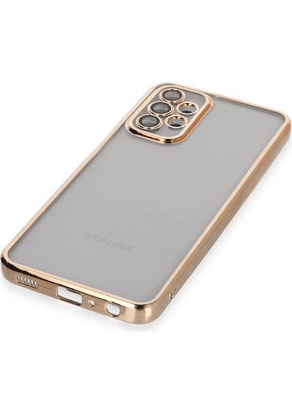 Samsung Galaxy A23 4g Crystal Shield Lensli Silikon (Lens Protector / Kamera Koruyucu Kılıf) - Gold fırsatları