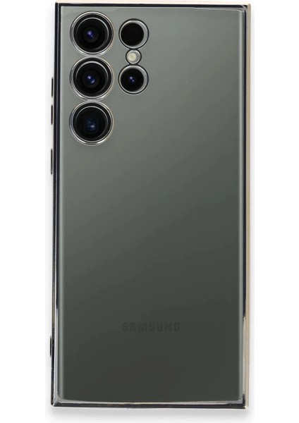 Samsung Galaxy S23 Ultra Crystal Shield Lensli Silikon (Lens Protector / Kamera Koruyucu Kılıf) - Gold