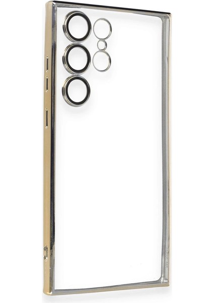 Samsung Galaxy S23 Ultra Crystal Shield Lensli Silikon (Lens Protector / Kamera Koruyucu Kılıf) - Gold fiyatları