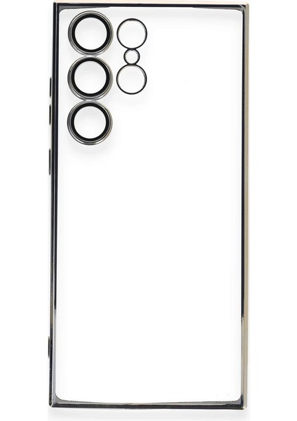 Samsung Galaxy S23 Ultra Crystal Shield Lensli Silikon (Lens Protector / Kamera Koruyucu Kılıf) - Gold modelleri