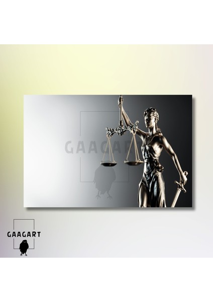 Tekli Yatay Kanvas Duvar Tablosu Gri Detaylı Adalet Tanrıçası modelleri