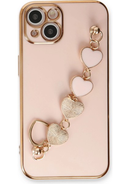 Apple iPhone 14 Plus Elegant Charm Case (Kalpli Zincirli Kılıf) Elegant Silicone Cover - Pudra indirimleri