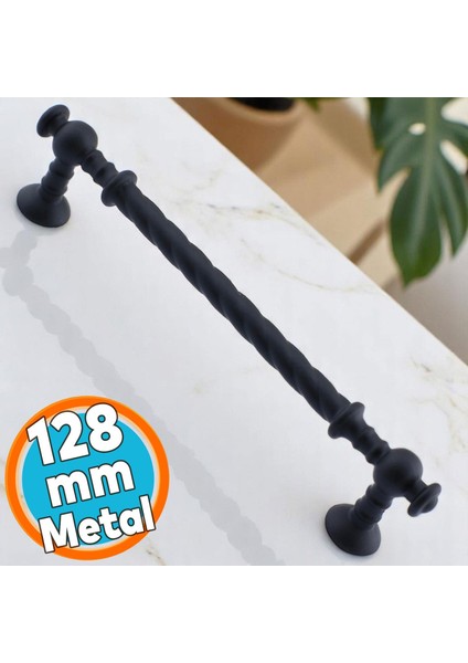 Mobilya Mutfak Dolabı Çekmece Dolap Kapak Kulpu Kulpları Kulbu (128 Mm-12.8 Cm) Mat Siyah Kulp