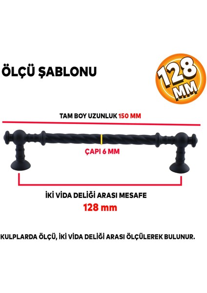 Mobilya Mutfak Dolabı Çekmece Dolap Kapak Kulpu Kulpları Kulbu (128 Mm-12.8 Cm) Mat Siyah Kulp fiyatları