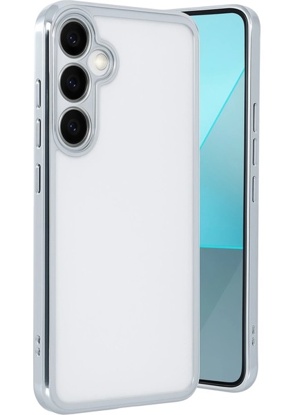 Samsung Galaxy A24 4g Prime Crystal Shield Lensli Silikon (Lens Protector / Kamera Koruyucu Kılıf) - Gümüş