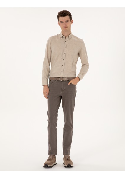 Erkek Bej Slim Fit Uzun Kollu Gömlek 50316751-VR011 fırsatları
