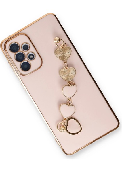 Samsung Galaxy A33 5g Elegant Charm Case (Kalpli Zincirli Kılıf) Elegant Silicone Cover - Pudra modelleri