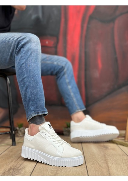 ET0803 Yüksek Taban Triko Beyaz Erkek Ayakkabı fırsatları