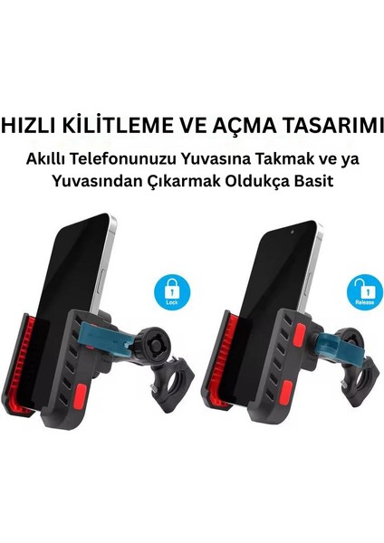 Universal Motosiklet Telefon Tutucu - Titreşim ve Düşme Önleyici, Tam Koruma, 360° Ayarlanabilir modelleri