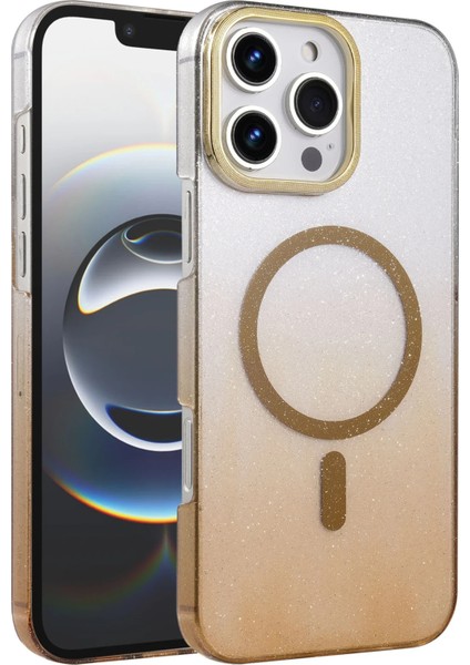 Apple iPhone 16 Pro Selene Shine Magsafe Case – Elegant Glossy Kılıf (Işıltılı Premium Kapak) - Çöl Titanyum