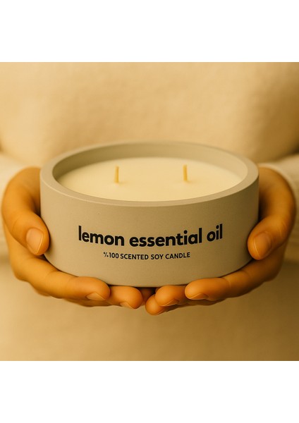 Dekoratif El Yapımı Yatay Mum : Çift Fitilli : Kokulu Soya Mum : Lemon Essential Oil fiyatları