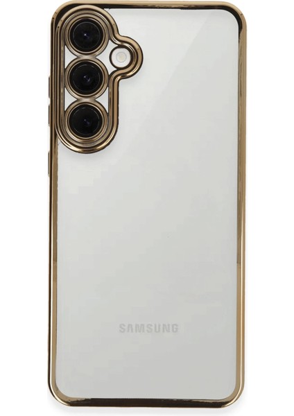 Samsung Galaxy S24 Fe Crystal Shield Lensli Silikon (Lens Protector / Kamera Koruyucu Kılıf) - Gold