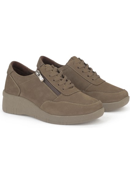 , Kadın Hakiki Deri Konfor Ayakkabı 153359Z218 Vizon