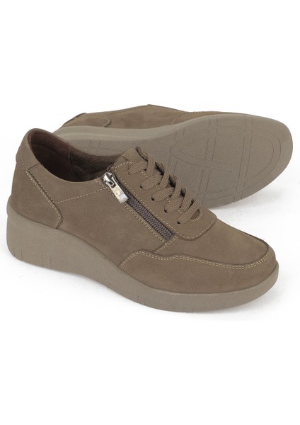 , Kadın Hakiki Deri Konfor Ayakkabı 153359Z218 Vizon