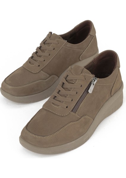 , Kadın Hakiki Deri Konfor Ayakkabı 153359Z218 Vizon
