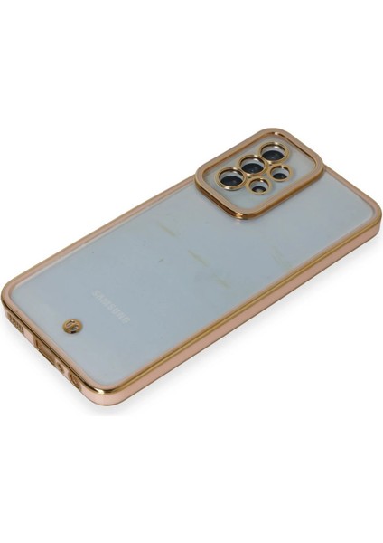 Samsung Galaxy A23 4g Elegant Liva Lens Kapak – (Şeffaf Gövde, Altın Çerçeveli Kamera Koruma) - Pudra fırsatları