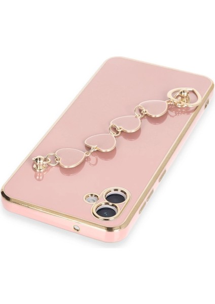 Samsung Galaxy A04E Elegant Charm Case (Kalpli Zincirli Kılıf) Elegant Silicone Cover - Pudra modelleri
