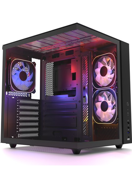 HC510 650W 80+ Bronze Argb Akvaryum Atx Mid Tower Siyah Gaming Kasa